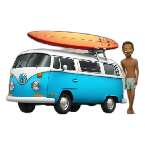 surfer infront of vw bus sticker