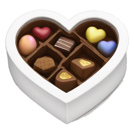 white heart shaped box with chocolates in it sticker