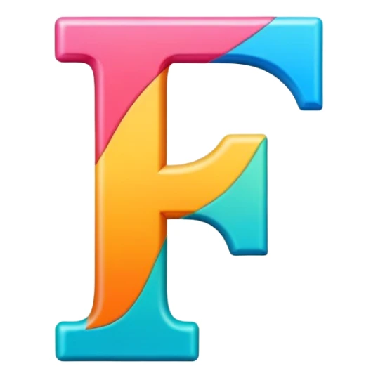 Font setting icon with letter F in vibrant colors sticker