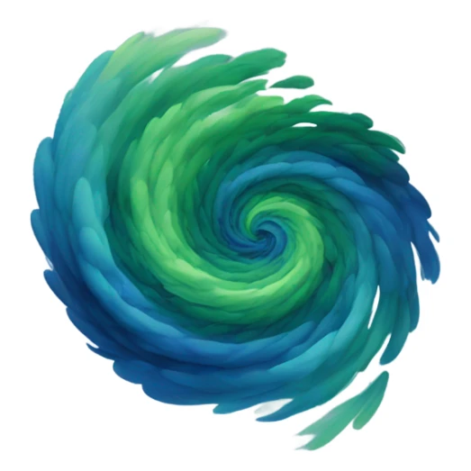 A green and blue painting with dark blue cloud clouds in motion  sticker