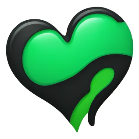 Half black and half Green broken swirl heart sticker