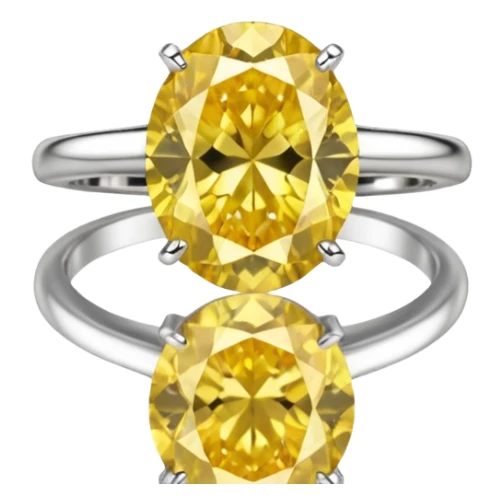 Still life rendering, ultra realistic 2D oval yellow diamond ring sticker