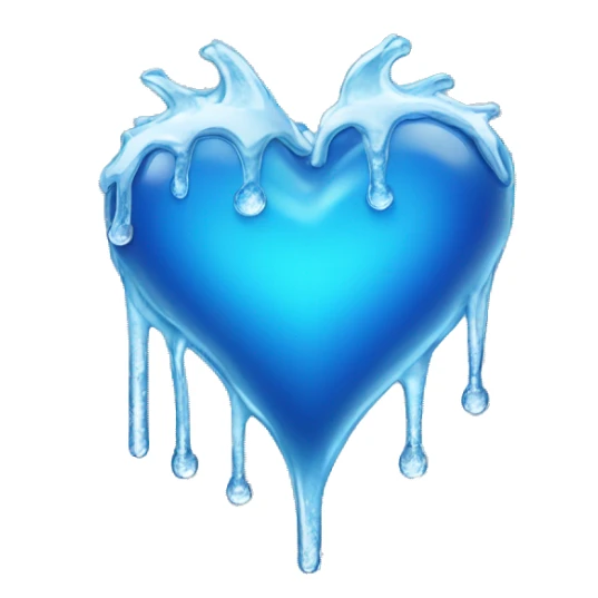 cold heart , blue heart with icicles dripping on the bottom sticker