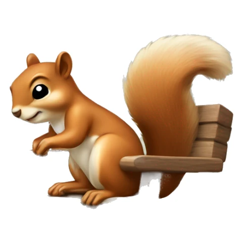 squirrel sitting and sleeping on wooden chair sticker