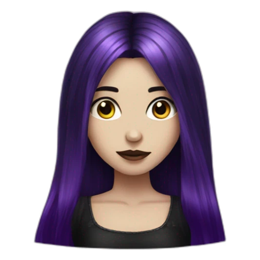 gothic girl long dark black and purple hair sticker