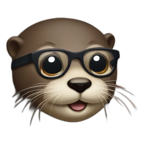 otter wearing eyeglasses against a pillow using a macbook sticker