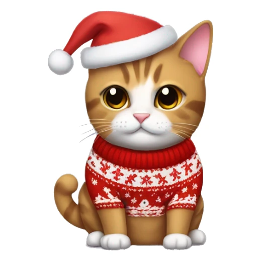 Cat with a ugly Christmas sweater with bows because it’s coquette. 2024 coquette sticker