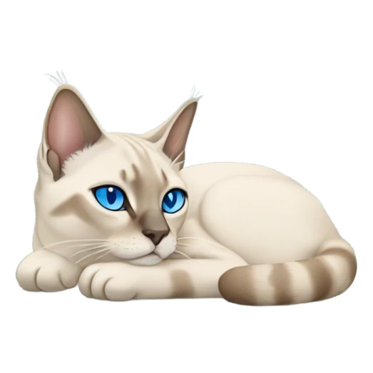 Lynx point Siamese cat with blue eyes sleeping  sticker