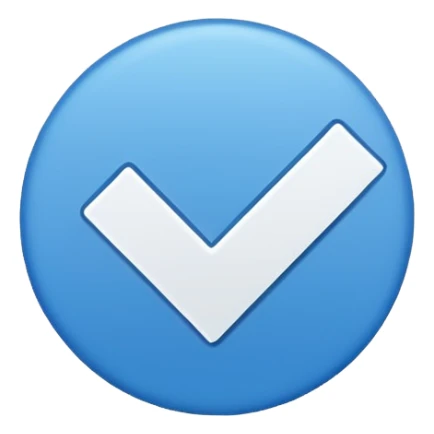 You got the blue part correct so leave the blue circle, replace the white tiktok logo with a check ✔️ sticker