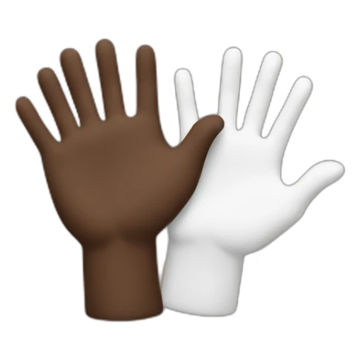 heart brown hand and white hand sticker