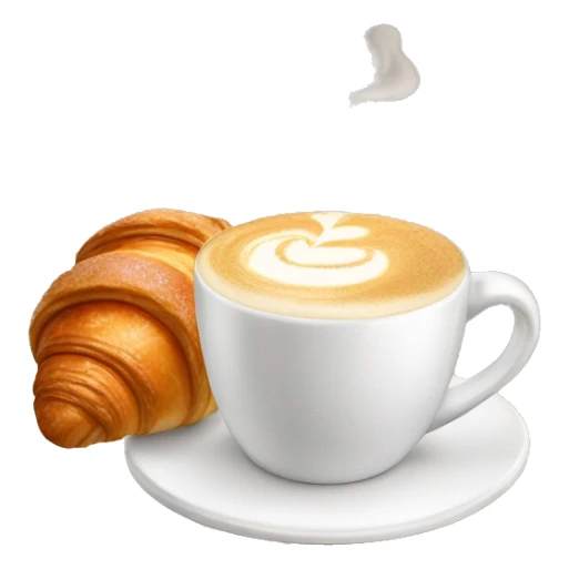 Cup of cappuccino with croissant sticker