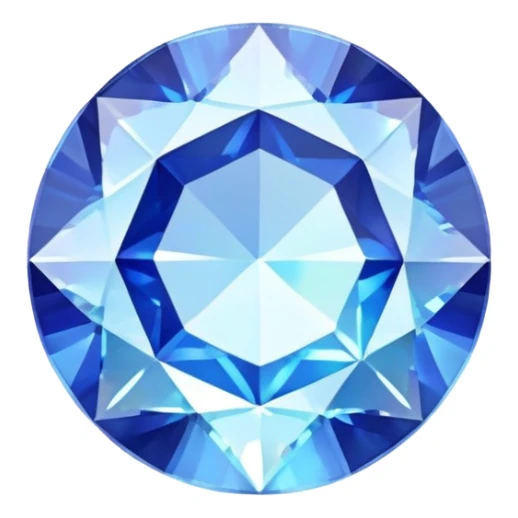 round cut light blue sapphire gemstone, faceted, with iridescent holographic shine and soft glow sticker