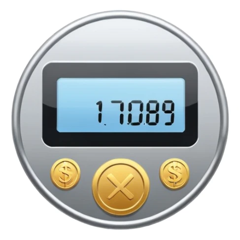 A clean, minimalist “credit counter” badge icon that communicates cumulative usage of design tokens (colours, font sizes, spacing) with an intentional economy of variation. No text. More like a Coin. sticker