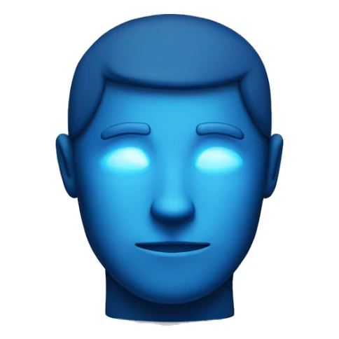 mental power represented by a blue head silouette iluminated and lighted  sticker