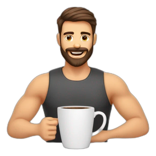 homem com barba de regata segurando um copo café sticker