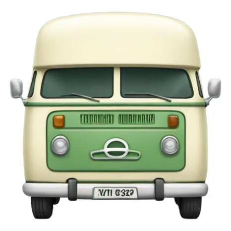 Front of a vintage green and cream van  sticker