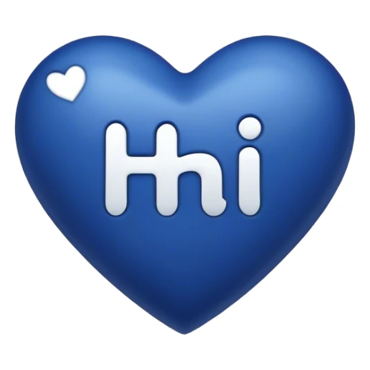 Dark blue heart with the words hi in the middle  sticker