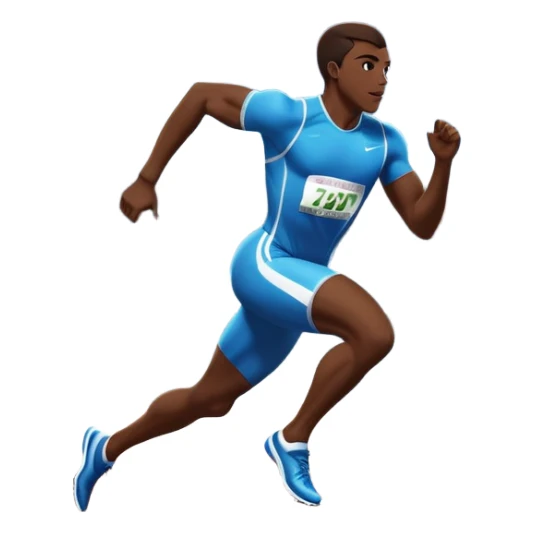 An icon featuring The background showcases a vibrant stadium with cheering fans, bright lights, and a clear sky. an athlete sprinting on a track, with powerful strides and determination. The athlete's motion is dynamic, emphasizing speed and competition. sticker