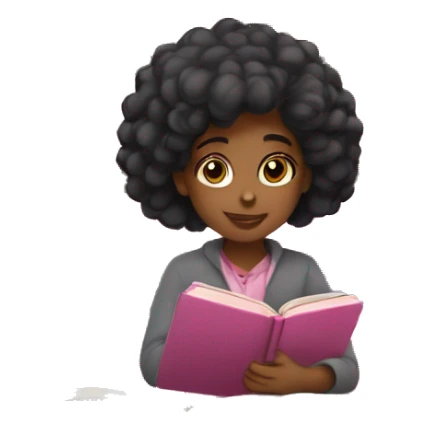 black hair girl studying with pink books  sticker