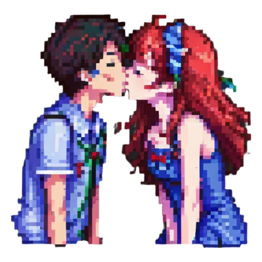 anime girl kissing boy sticker
