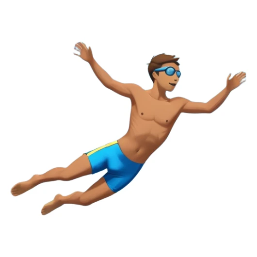 A diver mid-air, plunging from a high cliff into the sparkling ocean below. The background features rugged cliffs, clear blue water, and a bright sky, emphasizing the excitement and danger of the sport with a sense of freedom and adventure. sticker