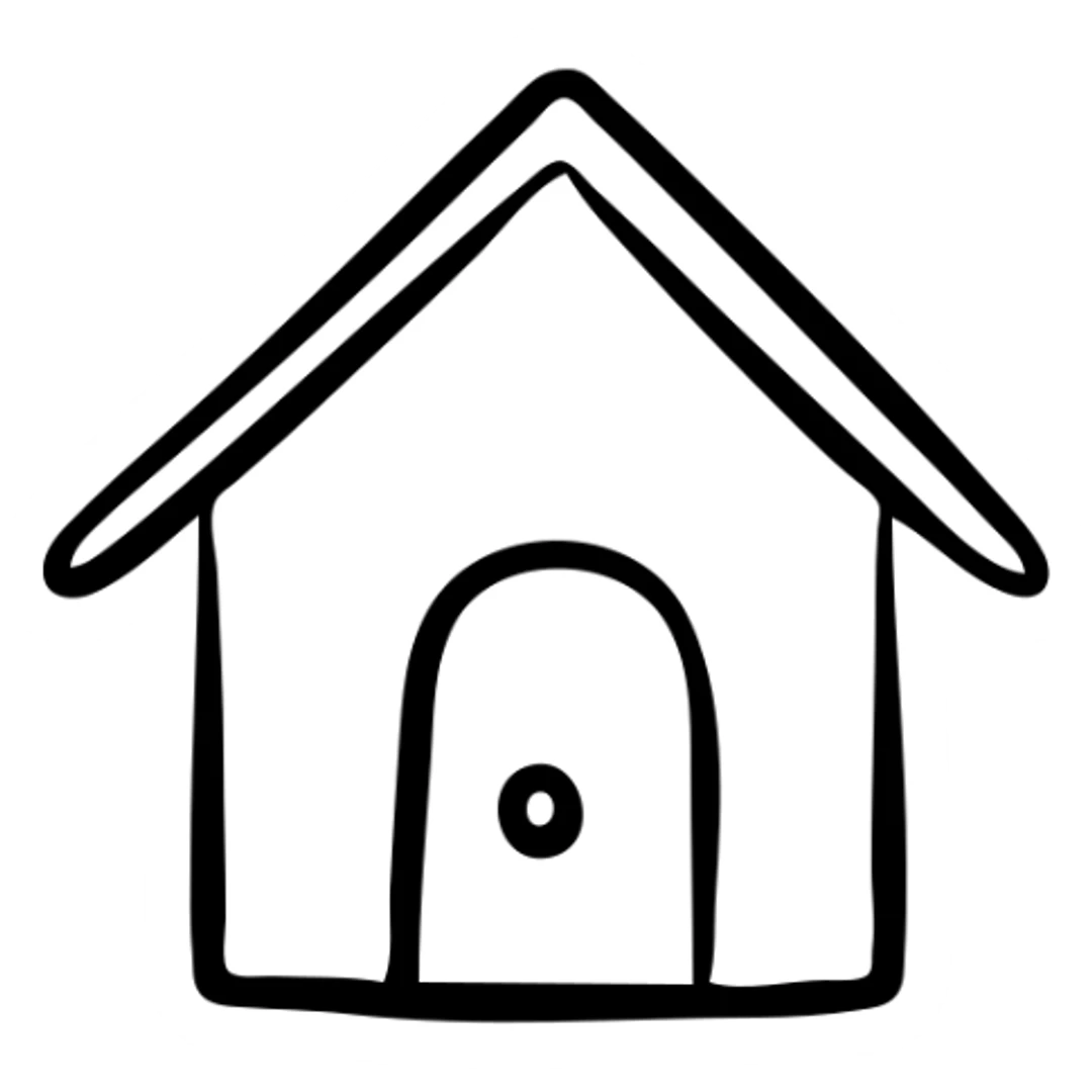 Simple house with a roof and door sticker