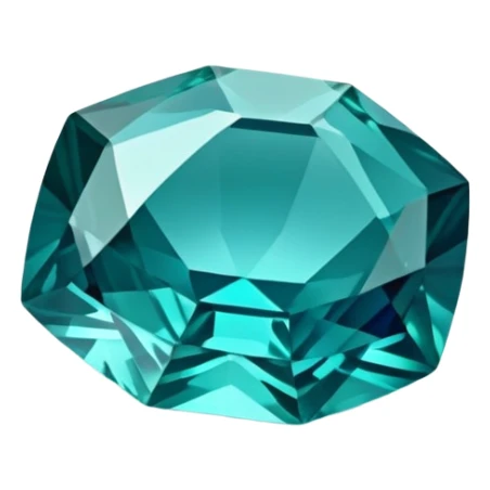 Faceted indicolite tourmaline with teal-blue hue and brilliant cut sticker