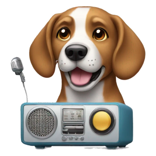 dog listening to the radio sticker