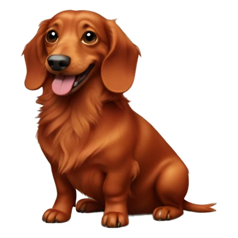 Smiling Fat Miniature all red long haired dachshund whole body scruffy sticker