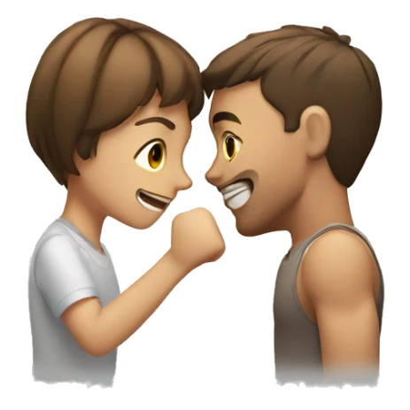 A girl punching a guy with brown short hair  sticker