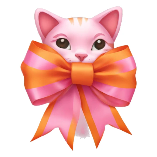 Pink bow ribbon with orange cat sticker
