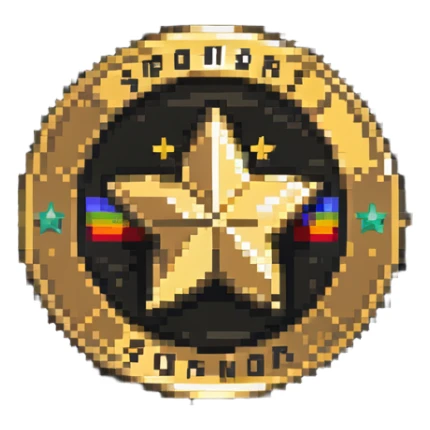 A shiny gold badge with a star and 'SPONSOR' text sticker