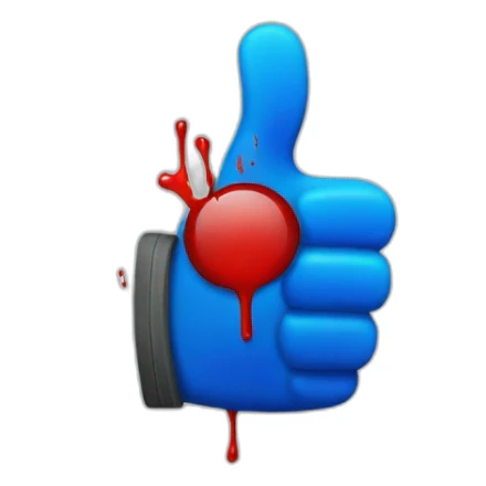 thumbs up blue bloodied gloves sticker