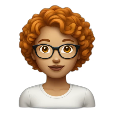 woman with short curly ginger hair glasses sticker