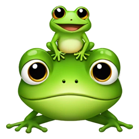 cute frog sitting on a head of male human sticker