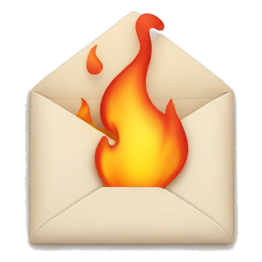 fire coming out of an envelope sticker