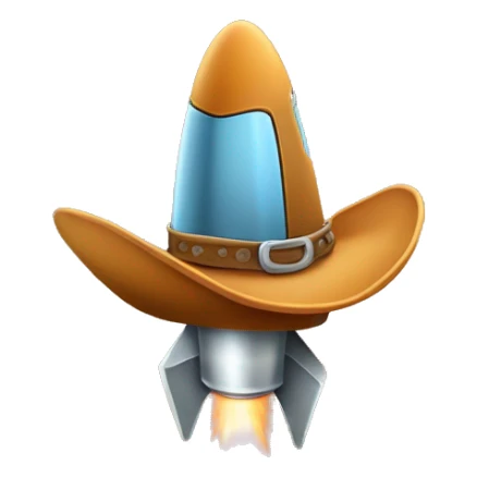 cowboy hat on top of rocket sticker
