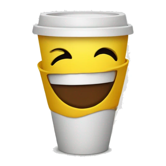 Smiley face emoji with teardeop and with cup a coffee sticker