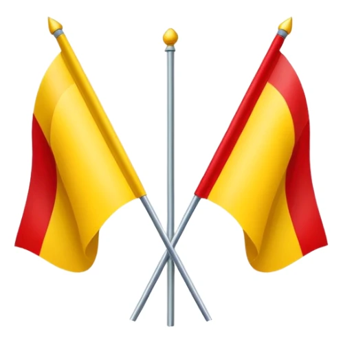 Vertical flag divided in 3 vertical parts: one red, the middle white, and the last one yellow sticker