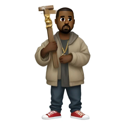 kanye west holding a cross sticker