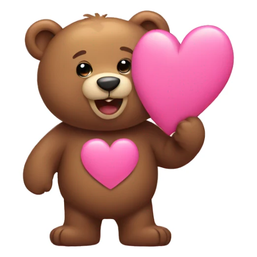 Bear with pink heart sticker