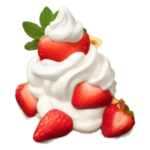 square waffle with small dollop of whipped cream and strawberries on top sticker