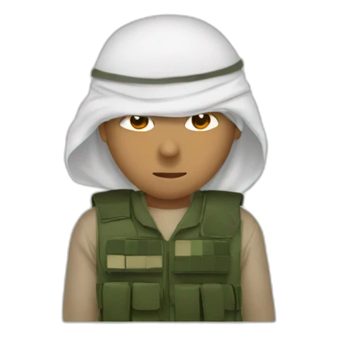man masked using the red and white the Saudi Arabic shemagh and wearing military clothing sticker