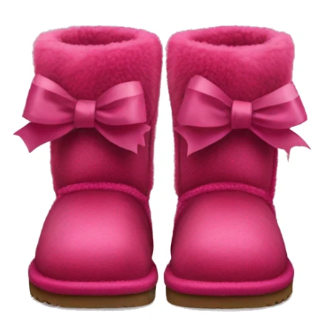 Realistic pair of raspberry color Ugg fur boots with ribbon bows. sticker