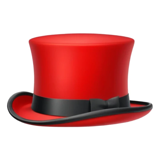 red top hat with black band without bow, compact proportions sticker