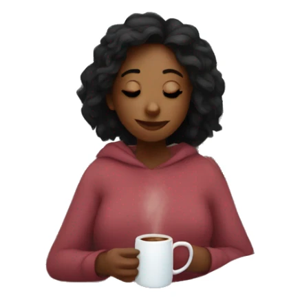 girl in bed by her window while it’s snowing outside drinking hot chocolate  sticker