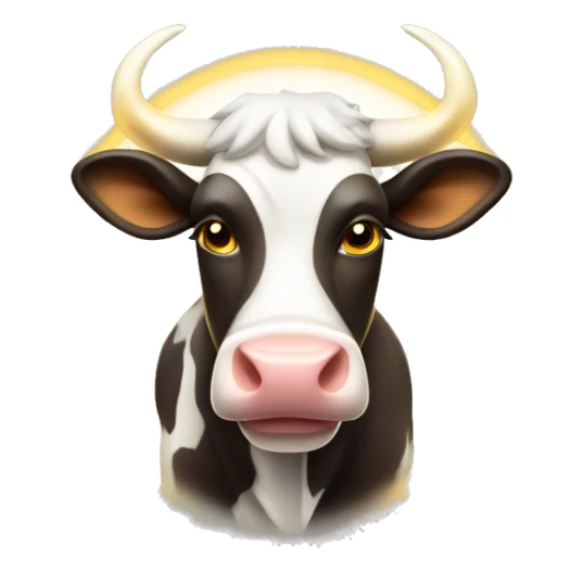 cool cow with glowing halo on head sticker