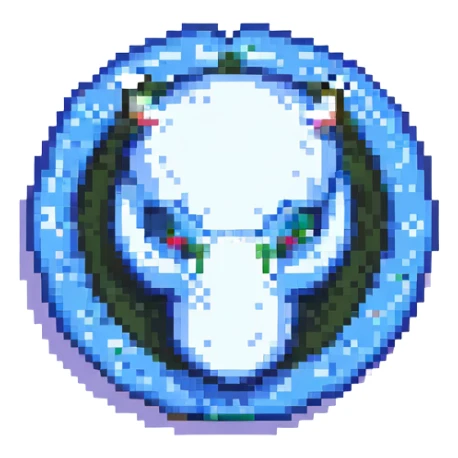 Discord logo with pixelated effect, retro video game vibe, no text sticker