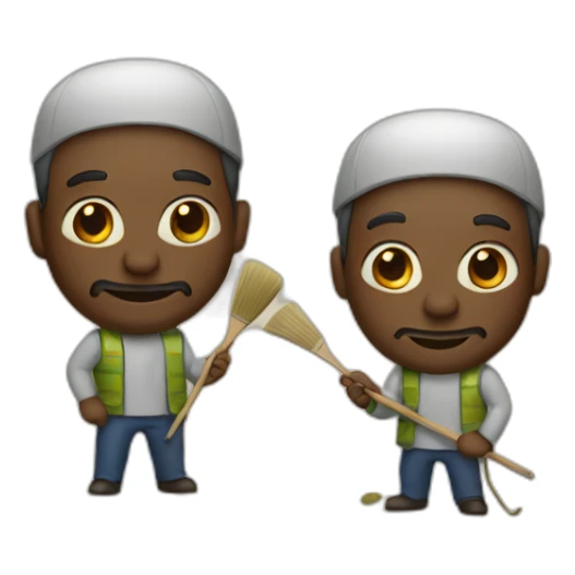 two men painting sticker