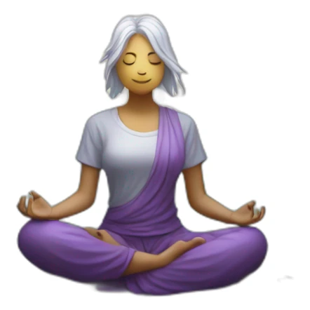 Redesign as a serene figure meditating on a lotus, with a peaceful aura, in an enchanted forest. sticker
